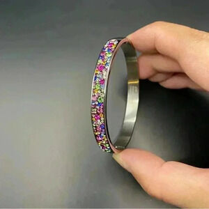 JCM Stainless Steel Multi Color Crystal Bangle Bracelet
